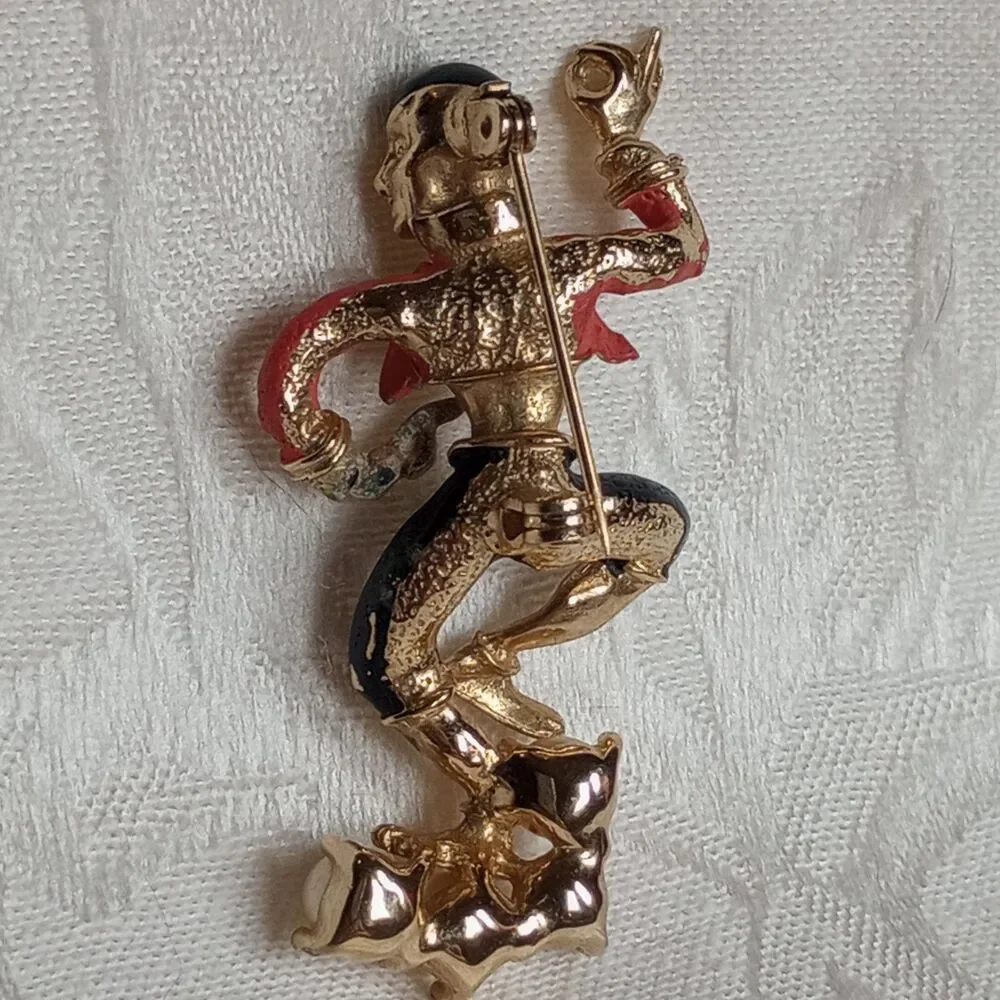 RARE Set Female Male Gypsy Dancer Enamel coral black Gold faux pearl READ 2